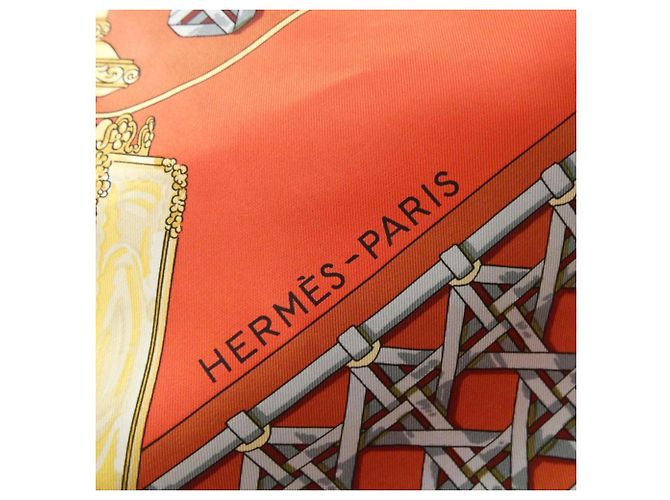 Hermès FEUX DE ROUTE Carré Schal Muffler Rot Beige - Ansicht 2