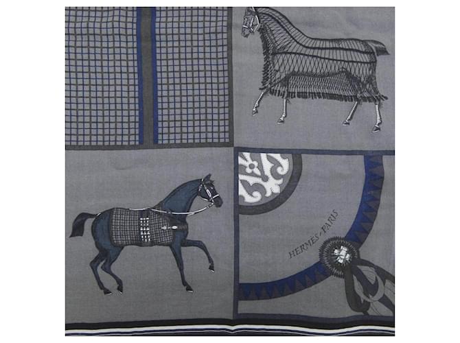Hermès Hermes Couvertures Nouvelles Scarf/Stole Marrone Nero - vista 4