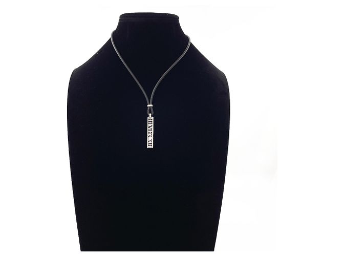 Tiffany & Co Collana Tiffany Atlas Bar in argento e gomma - vista 5