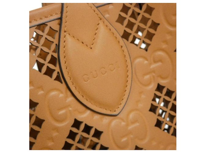 Borsa a mano in pelle Gucci GG Marrone - vista 3