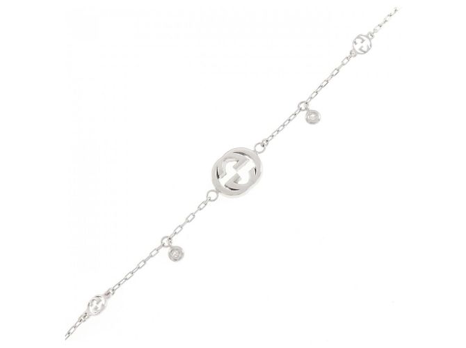 Bracciale con charm Gucci in oro bianco 18K e diamanti - vista 2