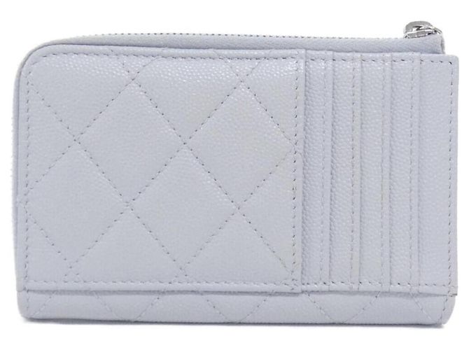 Chanel AP3836 Tarjetero de piel de becerro granulada azul claro - vista 2
