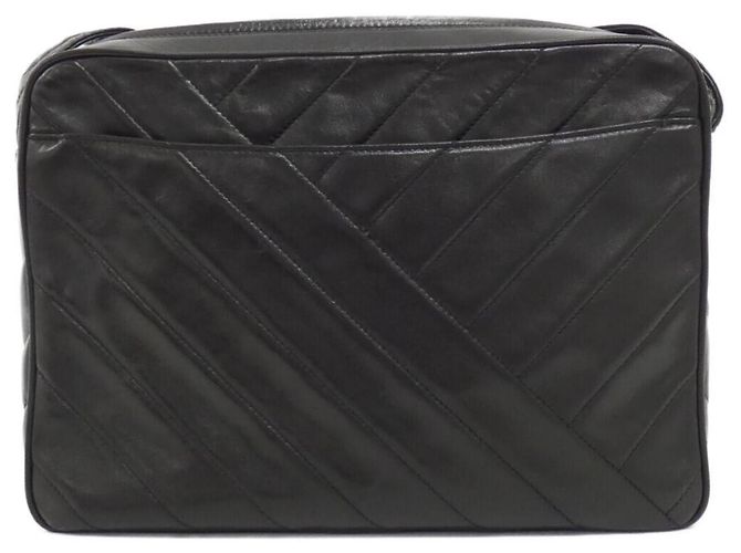 Borsa a tracolla Chanel in pelle d'agnello nera Nero - vista 2