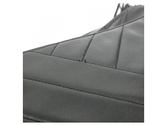 Borsa a tracolla Chanel in pelle d'agnello nera Nero - vista 4