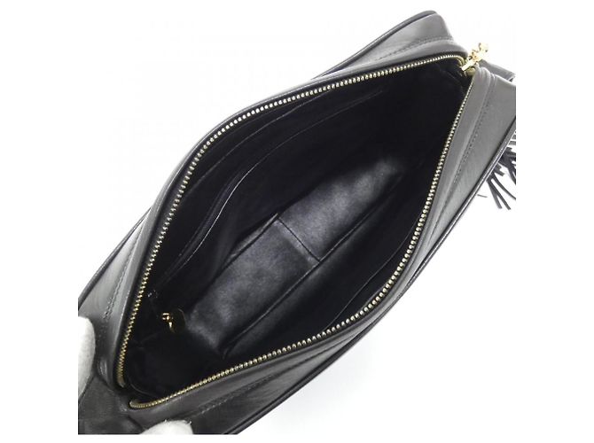 Borsa a tracolla Chanel in pelle d'agnello nera Nero - vista 9