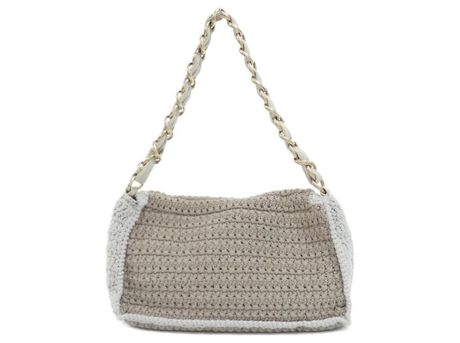 Borsa a tracolla in maglia beige Chanel - vista 2