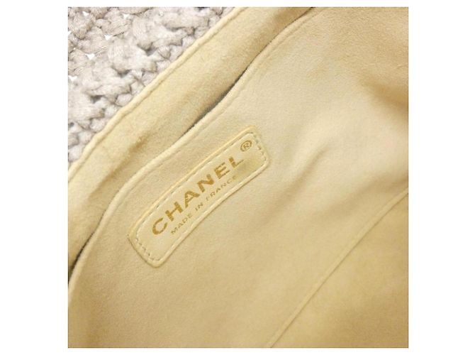Borsa a tracolla in maglia beige Chanel - vista 9