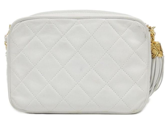 Borsa a tracolla Chanel Diamond CC Line Bianco - vista 2
