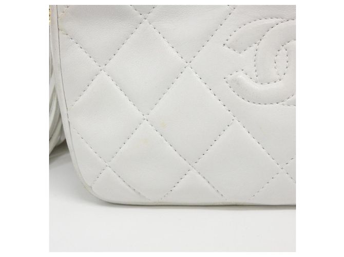 Borsa a tracolla Chanel Diamond CC Line Bianco - vista 4