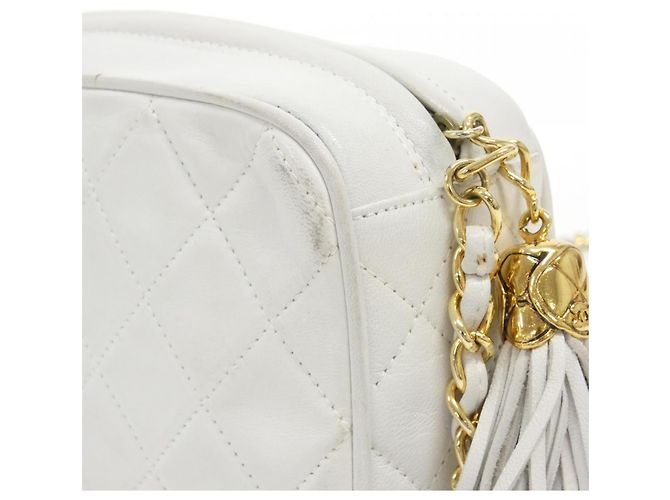 Borsa a tracolla Chanel Diamond CC Line Bianco - vista 5