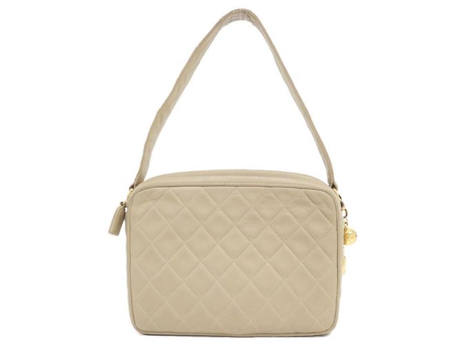 Borsa Chanel in pelle d'agnello beige - vista 2