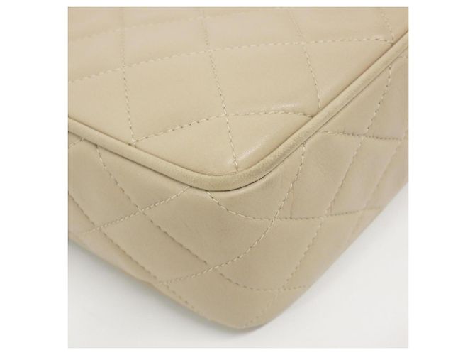 Borsa Chanel in pelle d'agnello beige - vista 3