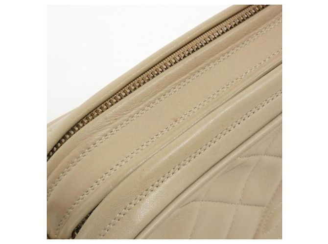 Borsa Chanel in pelle d'agnello beige - vista 5