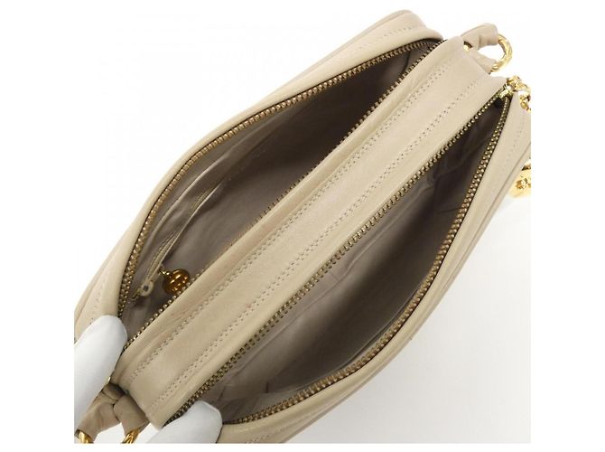 Borsa Chanel in pelle d'agnello beige - vista 8