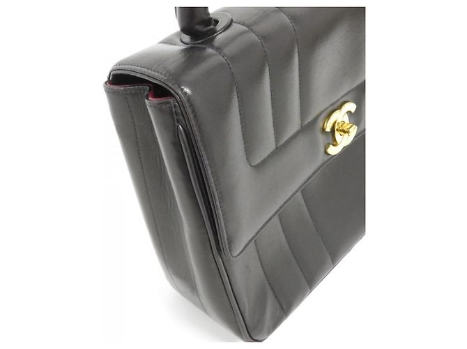 Borsa Chanel in pelle d'agnello nera Nero - vista 6