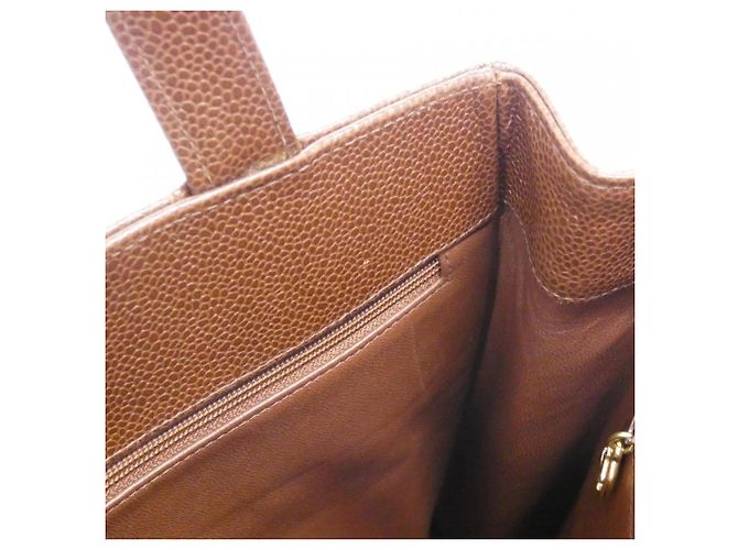 Borsa Chanel in pelle di vitello martellata marrone - vista 10