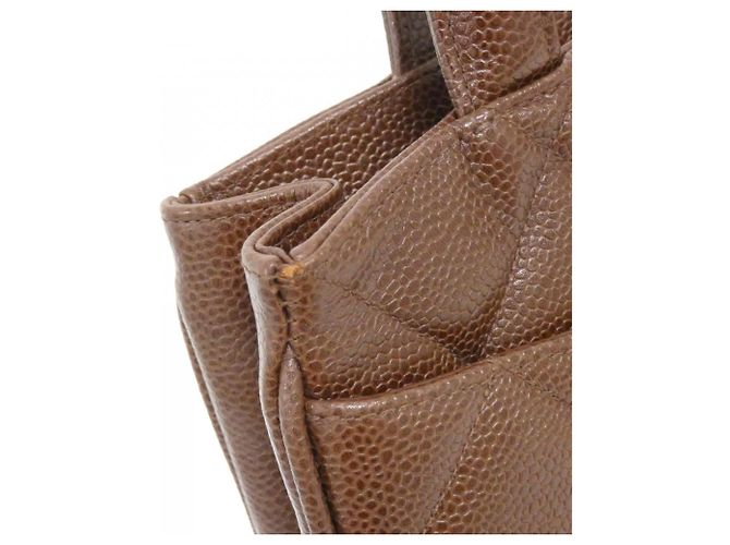 Borsa Chanel in pelle di vitello martellata marrone - vista 4