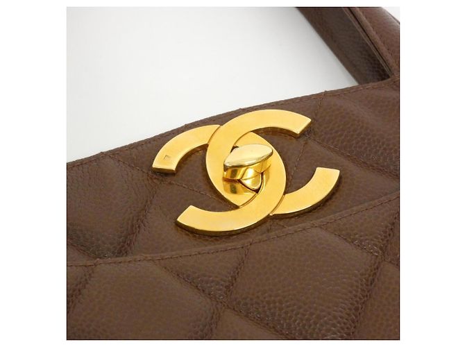 Borsa Chanel in pelle di vitello martellata marrone - vista 5