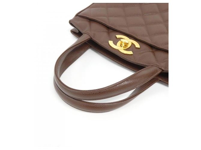 Borsa Chanel in pelle di vitello martellata marrone - vista 7