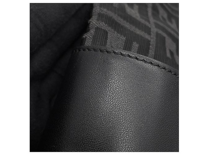 Fendi FF Jacquard Leder-Rucksack mit Kordzug Schwarz - Ansicht 10