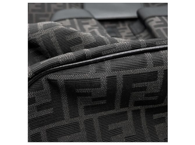 Fendi FF Jacquard Leder-Rucksack mit Kordzug Schwarz - Ansicht 12