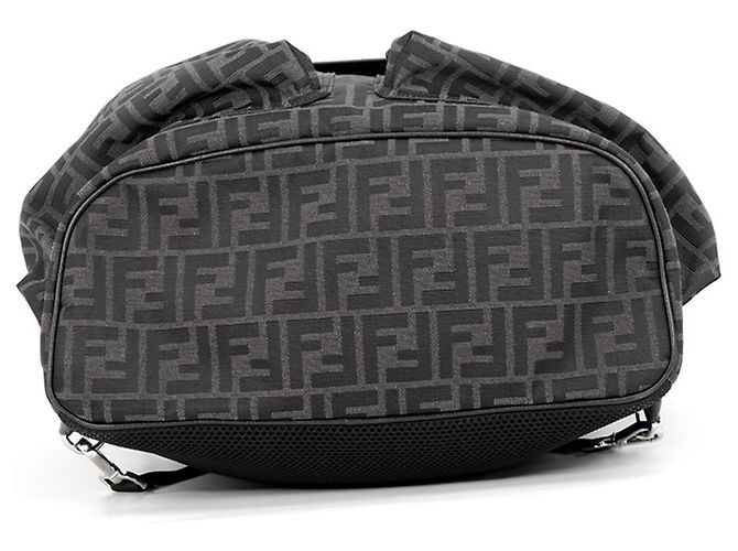 Fendi FF Jacquard Leder-Rucksack mit Kordzug Schwarz - Ansicht 3