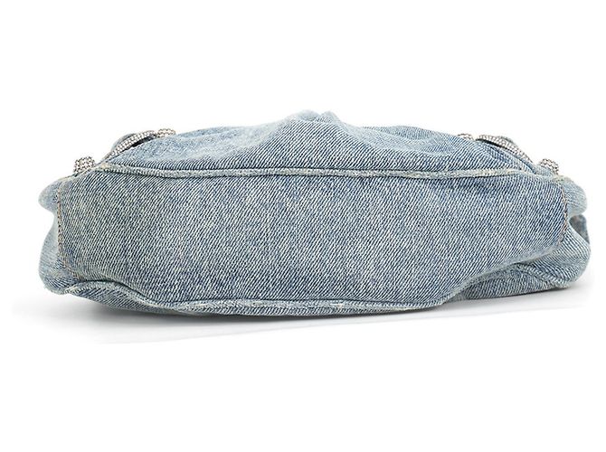 Borsa a spalla Balenciaga Le Cagole XS in denim distressed Blu - vista 3