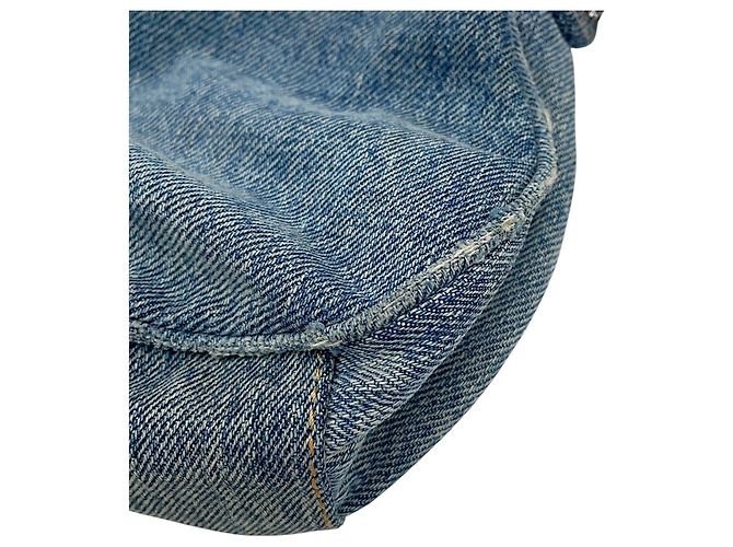 Borsa a spalla Balenciaga Le Cagole XS in denim distressed Blu - vista 6