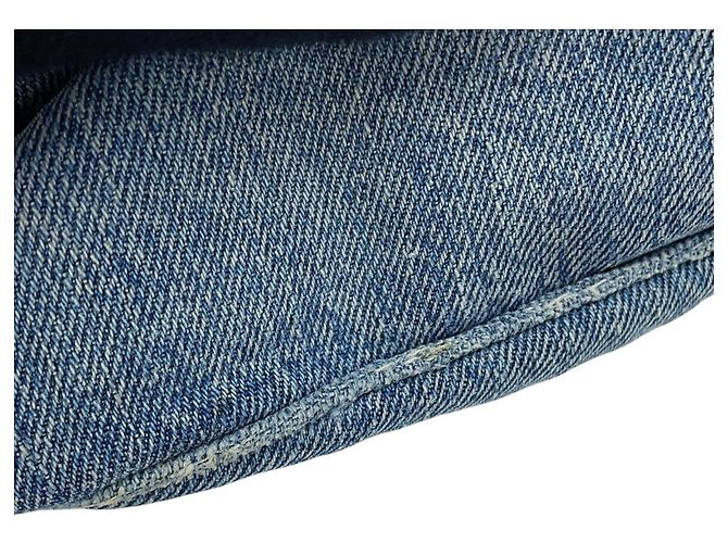 Borsa a spalla Balenciaga Le Cagole XS in denim distressed Blu - vista 7