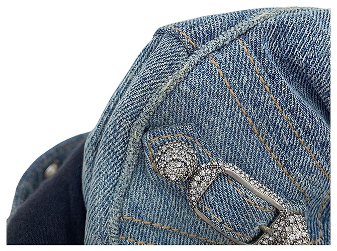 Borsa a spalla Balenciaga Le Cagole XS in denim distressed Blu - vista 8