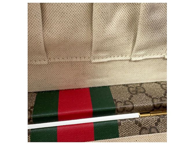Borsa Gucci Ophidia GG Supreme Savoy Marrone Verde - vista 10
