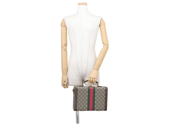 Borsa Gucci Ophidia GG Supreme Savoy Marrone Verde - vista 4