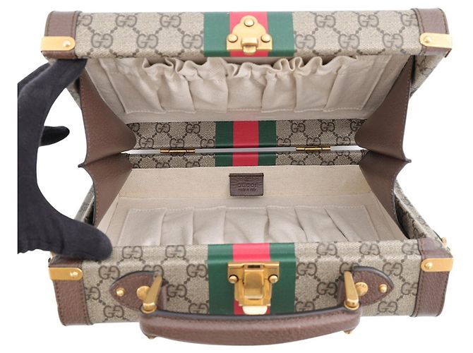 Borsa Gucci Ophidia GG Supreme Savoy Marrone Verde - vista 6