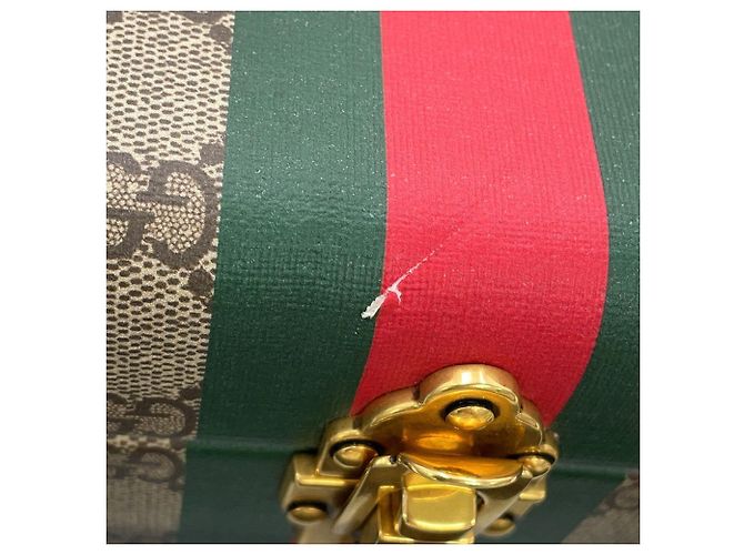 Borsa Gucci Ophidia GG Supreme Savoy Marrone Verde - vista 7