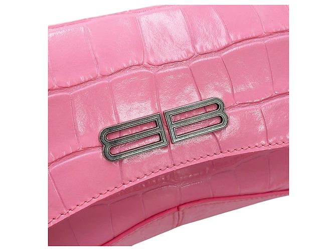 Borsa a tracolla Balenciaga XX Small Flap in pelle goffrata rosa - vista 11