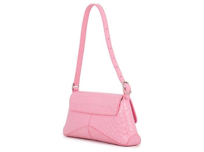 Borsa a tracolla Balenciaga XX Small Flap in pelle goffrata rosa - vista 2