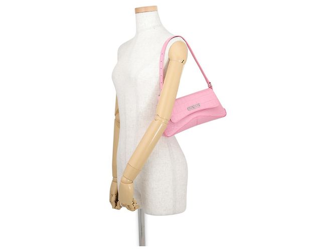 Borsa a tracolla Balenciaga XX Small Flap in pelle goffrata rosa - vista 4
