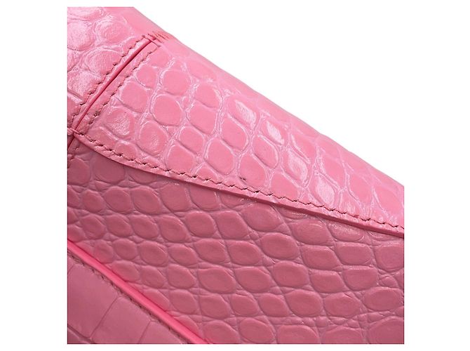 Borsa a tracolla Balenciaga XX Small Flap in pelle goffrata rosa - vista 7