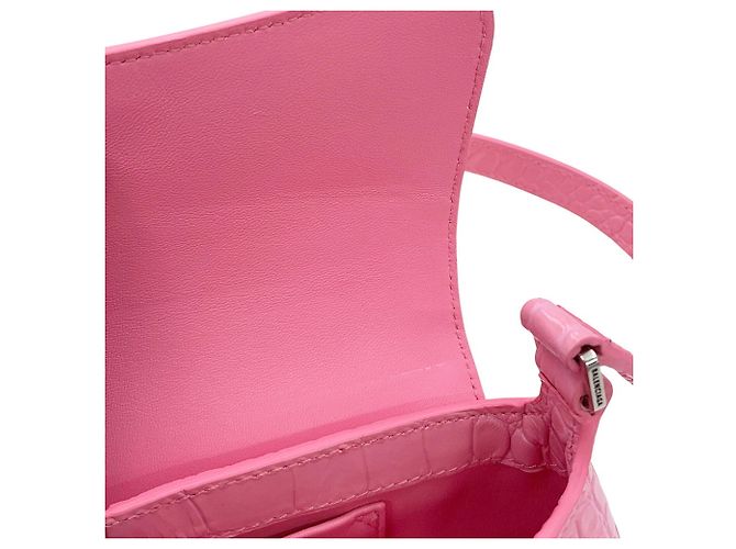 Borsa a tracolla Balenciaga XX Small Flap in pelle goffrata rosa - vista 9