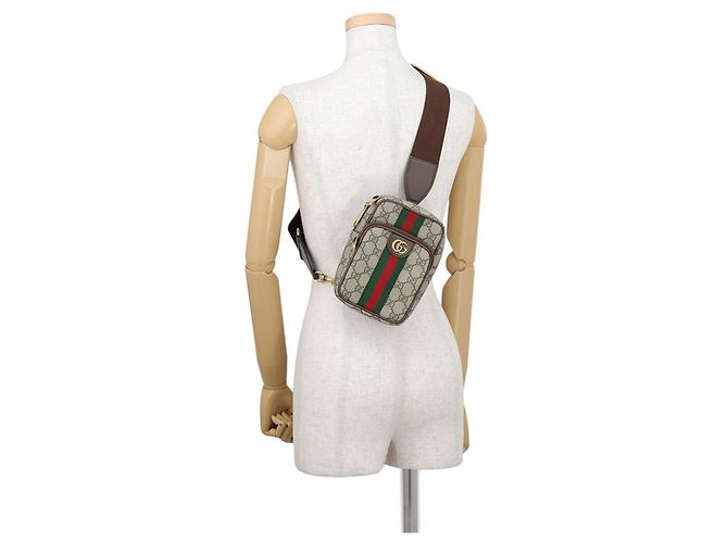 Borsa a tracolla Gucci Ophidia GG Supreme Rosso Beige Verde - vista 5