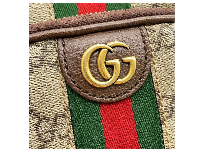 Borsa a tracolla Gucci Ophidia GG Supreme Rosso Beige Verde - vista 8