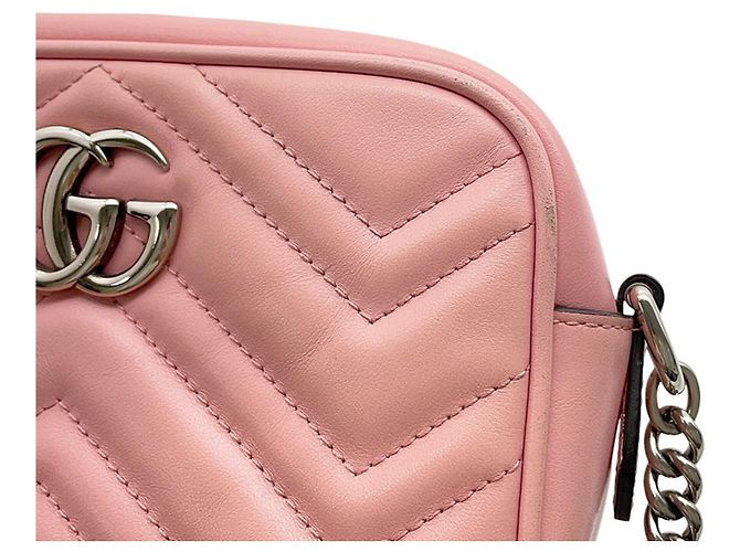 Borsa a tracolla mini con catena Gucci GG Marmont Rosa - vista 11