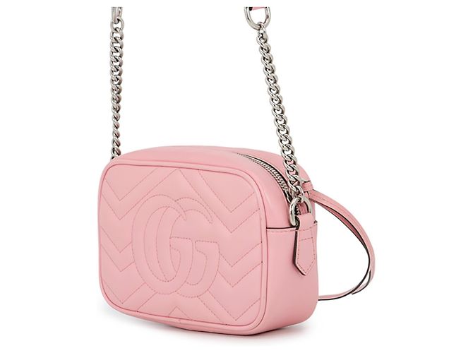 Borsa a tracolla mini con catena Gucci GG Marmont Rosa - vista 2
