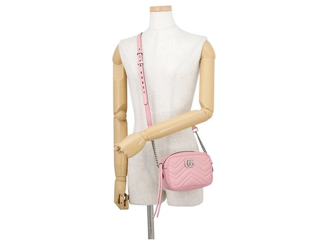 Borsa a tracolla mini con catena Gucci GG Marmont Rosa - vista 4