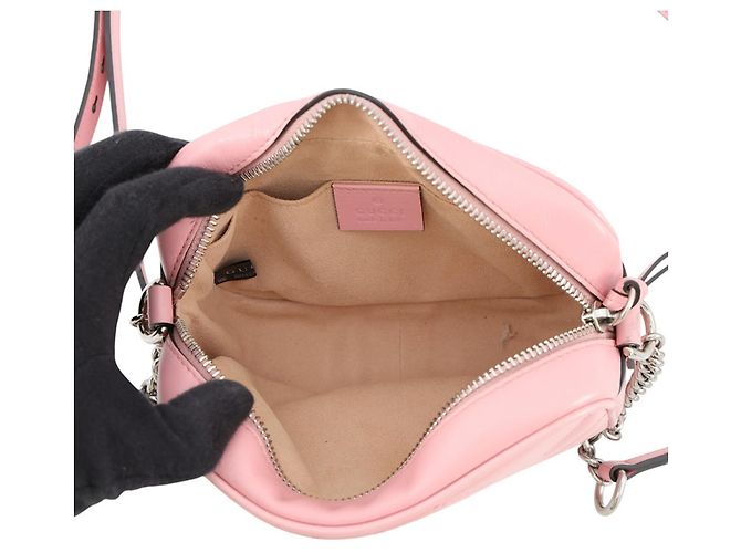 Borsa a tracolla mini con catena Gucci GG Marmont Rosa - vista 5