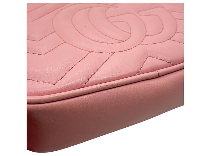 Borsa a tracolla mini con catena Gucci GG Marmont Rosa - vista 8