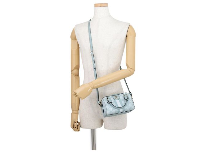 Borsa a tracolla Gucci Ophidia Super Mini Blu chiaro - vista 4