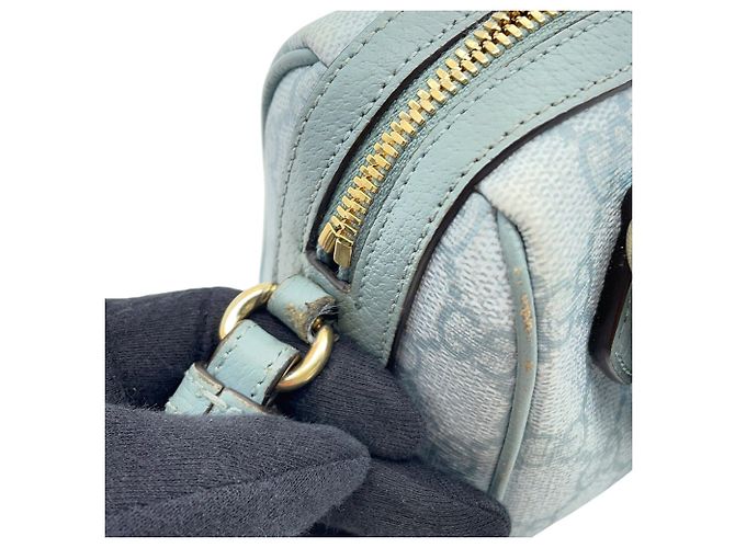 Borsa a tracolla Gucci Ophidia Super Mini Blu chiaro - vista 7