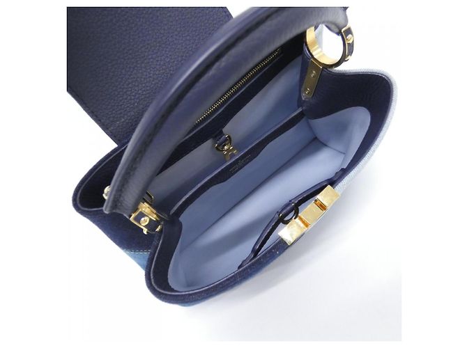Louis Vuitton Denim Patchwork Capucines BB Handtasche Blau - Ansicht 6
