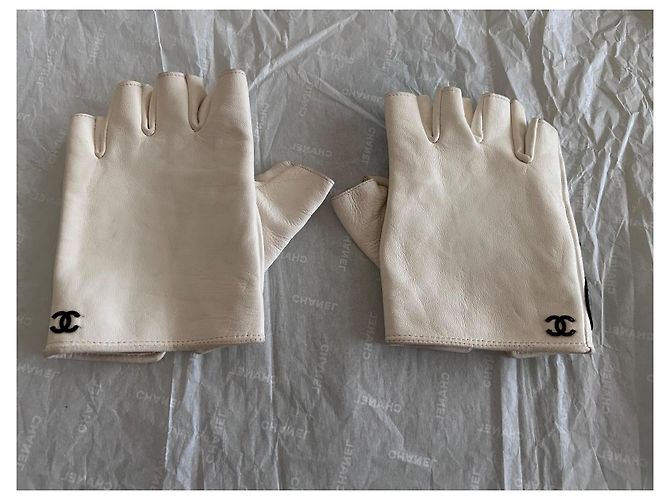 Fingerlose Handschuhe Chanel Schwarz Weiß - Ansicht 2
